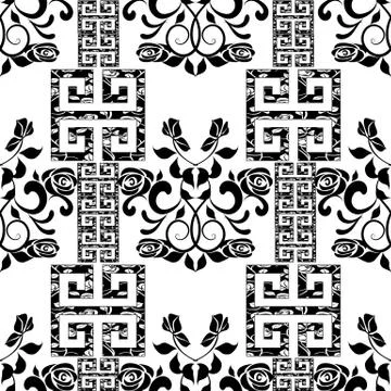 Roses seamless pattern. Vector floral white background. Modern floral wallpap Illustrazione stock