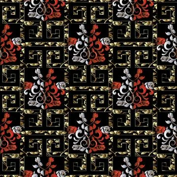 Roses seamless pattern. Vector floral background. Floral wallpaper. Hand draw Stock Illustration