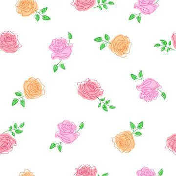 Roses seamless pattern. vector illustration for background greeting card Stock Illustration