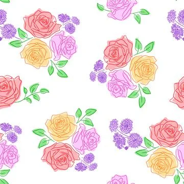 Roses seamless pattern. vector illustration for background greeting card Stock Illustration