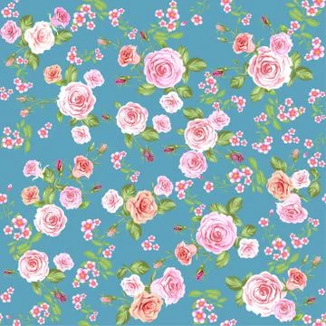 Roses seamless pattern wallpaper Stock Illustration