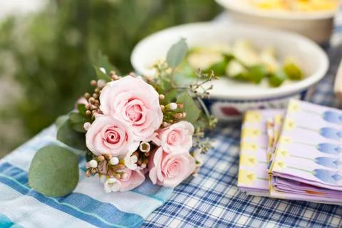 Roses on Tabletop Stock Photos