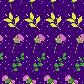 Roses vector repeat pattern design illustration on purple background Stock Illustration