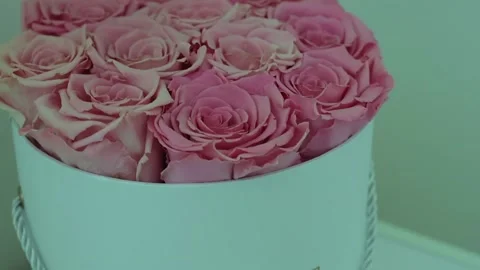 Roses in white basket Stock Footage 138481724