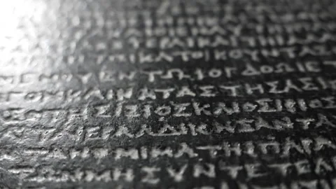 The Rosetta Stone, ancient stele inscribed with three scripts, key to Stock Footage 302270441