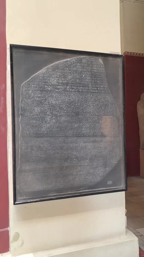 Rosetta Stone Replica in Cairo Museum Stock Footage 346619789