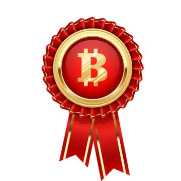 Rosette with bitcoin symbol - cryptocurrency icon Stock Illustration