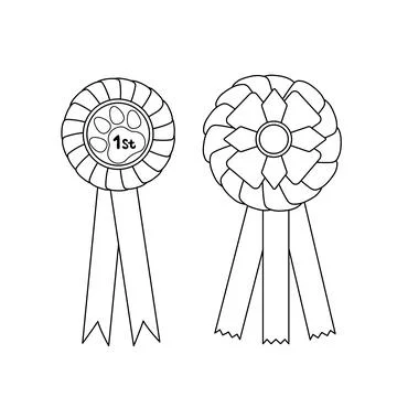 Rosette. Black and white rosette for dog. Award. Vector Stock Illustration