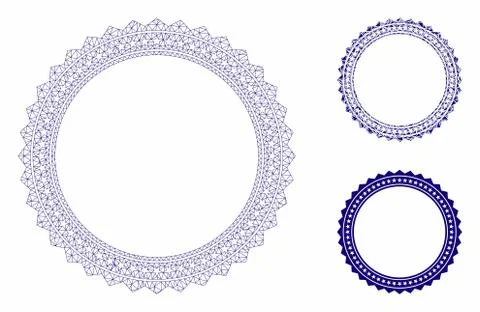 Rosette Circular Star Frame Vector Mesh 2D Model and Triangle Mosaic Icon イラスト素材