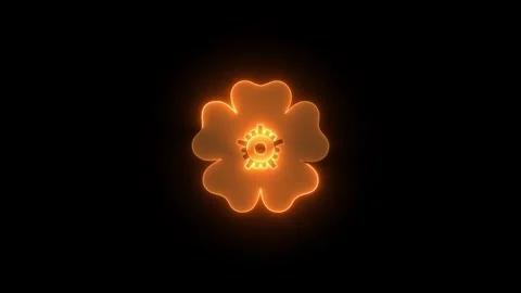 Rosette design icon glowing neon animation black background Stock Footage 274159075