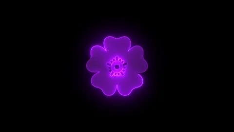 Rosette design icon glowing neon animation black background Stock Footage 274159077