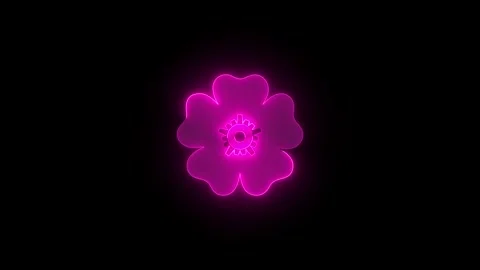Rosette design icon glowing neon animation black background Stock Footage 274159080