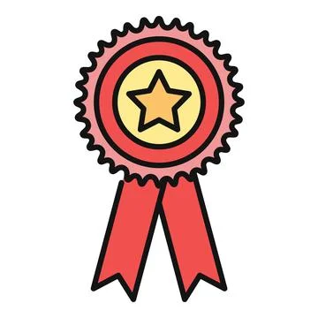 Rosette ribbon with star representing award and success Stock Illustration