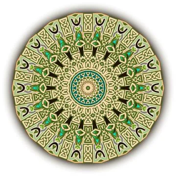 Rosette. Round floral mandala pattern. Celtic style ornamental vector backgro Stock Illustration