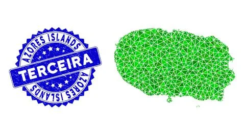 Rosette Rubber Seal Imprint With Green Vector Triangle Filled Terceira Island Stock Illustration