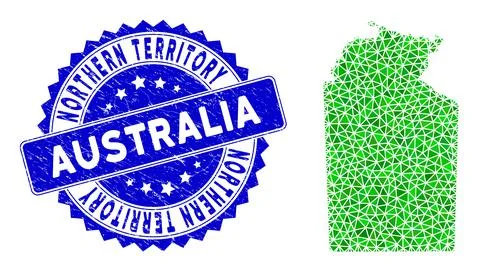 Rosette Scratched Badge With Green Vector Polygonal Australian Northern Illustrazione stock