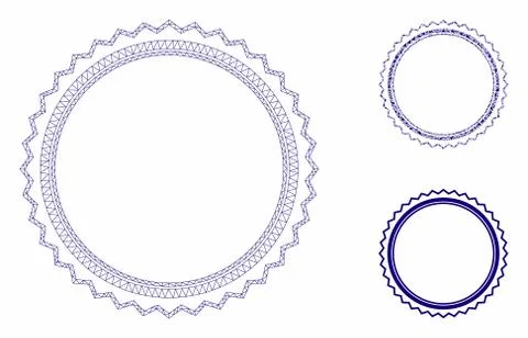 Rosette Seal Frame Vector Mesh 2D Model and Triangle Mosaic Icon イラスト素材
