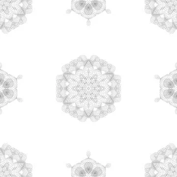 Rosette Seamless Pattern Seamless Pattern. Set of Rosettes Isolated on Whi... Stock Photos