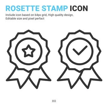 Rosette stamp icon in line style isolated on white background. Vector icon Illustrazione stock