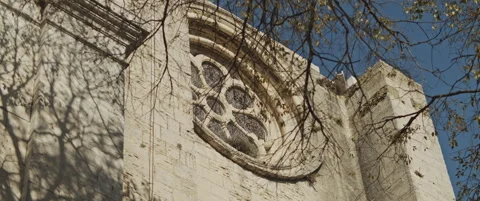 Rosette window in a catholic church Stock Footage 151354976