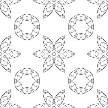 Rosettes Seamless Pattern Seamless Pattern. Set of Rosettes Isolated on Wh... Stockfoto's