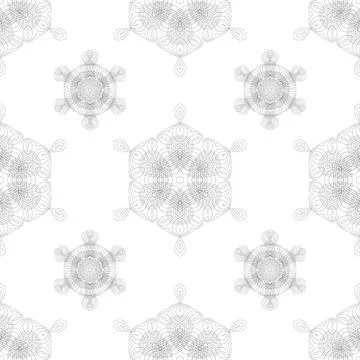 Rosettes Seamless Pattern. Seamless Pattern. Set of Rosettes Isolated on W... Stock Photos