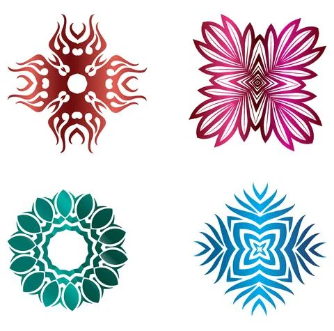 Rosettes Set In Metallic Color Stock Illustration