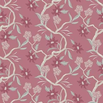 Rosewood Twining Chintz seamless pattern background. Stock Illustration