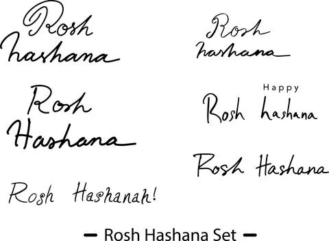 Rosh hashana font text calligraphy black color vector illustration symbol Stock Illustration