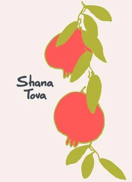 Rosh Hashana greeting vector background. Wishing Happy New Year in Hebrew. Ha Stock Illustration