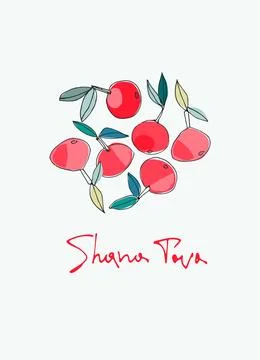 Rosh Hashana greeting vector background. Wishing Happy New Year in Hebrew. Ha Stock Illustration