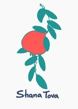 Rosh Hashana greeting vector background. Wishing Happy New Year in Hebrew. Ha Stock Illustration