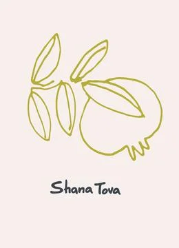 Rosh Hashana greeting vector background. Wishing Happy New Year in Hebrew. Ha Stock Illustration