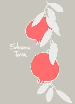 Rosh Hashana greeting vector background. Wishing Happy New Year in Hebrew. Ha Stock Illustration