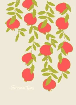 Rosh Hashana greeting vector background. Wishing Happy New Year in Hebrew. Ha Stock Illustration