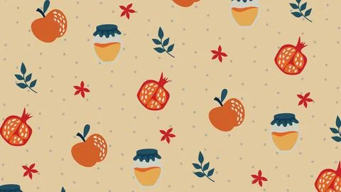 Rosh Hashanah Pattern Background Stock Illustration