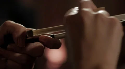 Rosin on violin bow Stock Footage 44387278