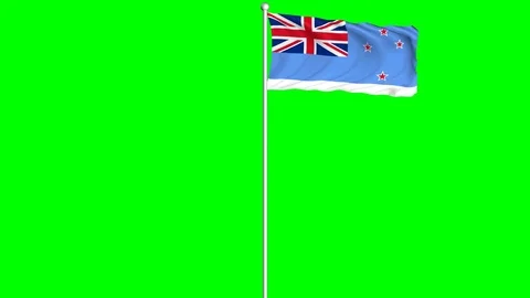 Ross Dependency Flag Waving Fluttering on Wind Loopable Green Blue Screen Matte Stock Footage 77597468