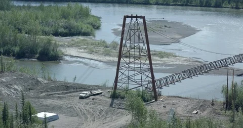 Ross River bridge - slow medium close up shot of the entire bridge Stock Footage 93743309