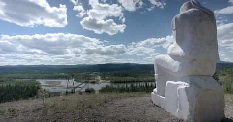 Ross River - Dena Cho Statue Timelapse Stock Footage 93771174