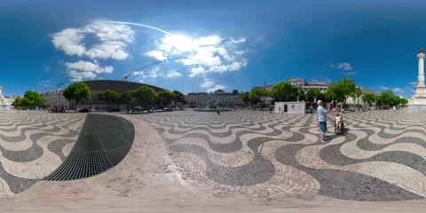 Rossio Lisbon 360 VR Video stock 208084236