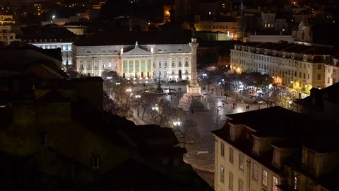 Rossio square Stock Footage 76376364