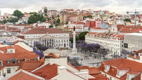 Rossio Square from labove Timelapse 動画素材 199098274