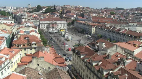 Rossio Square in Lisbon Stock Footage 24860289