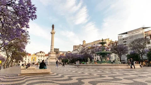 Rossio Square Lisbon Timelapse 動画素材 199098287