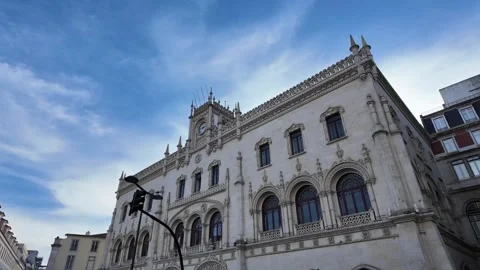 Rossio Train Station Facade Video stock 258058966