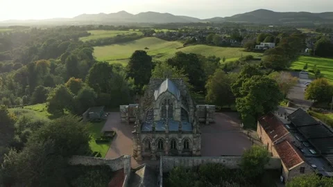 Rosslyn Chapel, Da Vinci Code, Drone Clip Unique View, Scotland 4K  Stock-Footage 171866989