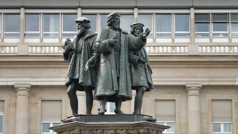 Roßmarkt Square Statue In Front Of Deutsche Bank Frankfurt Germany Stock Footage 80818640