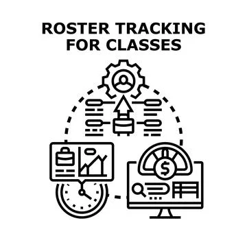 Roster tracking system managing class performance data Stock Illustration