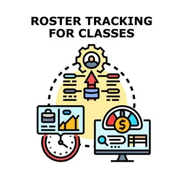 Roster tracking system managing class performance data Stock Illustration